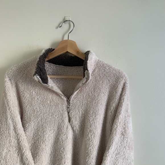 Tan Sherpa Quarter Zip Pullover Fleece - Picture 4 of 8
